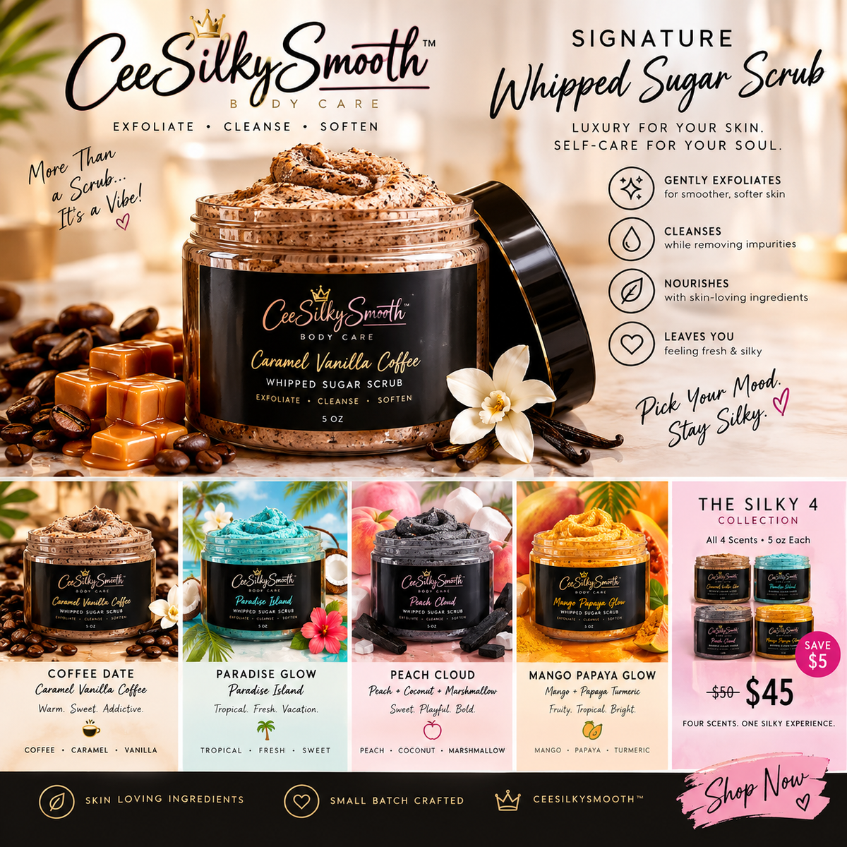CeeSilkySmooth Signature Whipped Sugar Scrub